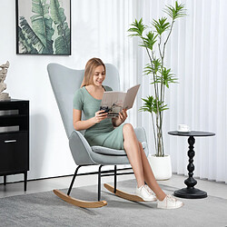 Otherland Fauteuil à bascule, velours, capacité 120 kg, pour salon/chambre, gris clair