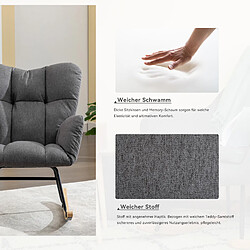 Acheter Blossom Paris Fauteuil à bascule mid-century, tissu lin, matelassé, siège rembourré, pour salon/chambre, gris