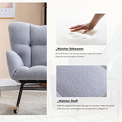 Acheter Blossom Paris Fauteuil à bascule mid-century, velours teddy, dossier matelassé, pour salon/chambre, gris clair