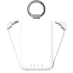 Jaym Powerbank Batterie de Secours 4000mAh avec Câbles, Lampe et Anneau Porte Clé Blanc
