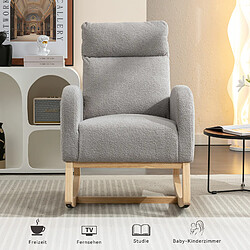 Blossom Paris Fauteuil à bascule mid-century, velours teddy, siège rembourré, pour salon/chambre, gris clair