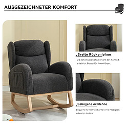Otherland Fauteuil à bascule moderne, velours teddy, fauteuil capitonné, pour salon/chambre, gris foncé