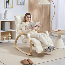 Blossom Paris Fauteuil à bascule avec repose-pieds, aspect lin, pour salon/chambre/balcon, blanc crème