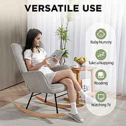 Blossom Paris Fauteuil à bascule en tissu cordé, accoudoirs, patins en bois, pour salon/chambre, vert foncé pas cher