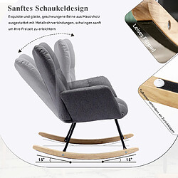 Blossom Paris Fauteuil à bascule mid-century, tissu lin, matelassé, siège rembourré, pour salon/chambre, gris pas cher