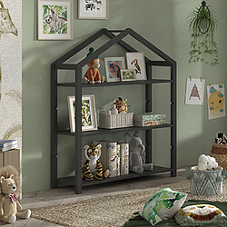 Mes Bibliothèque cabane 110x40x141cm noir en pin - PINO