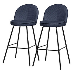 Ml-design Lot de 2 tabourets de bar - Bleu foncé