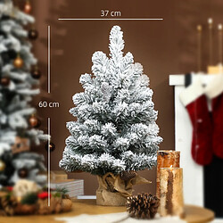 Blossom Paris Mini sapin de Noël 60 cm avec neige, 72 pointes 6 cônes, base ciment