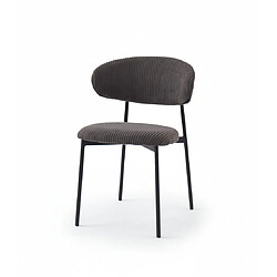 Homy France Lot de 4 chaises LULU en velours côtelé gris pieds métal noir