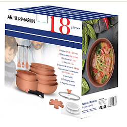 Batterie de cuisine avec manche amovible 18 pièces Vieux Rose Arthur Martin AMP16
