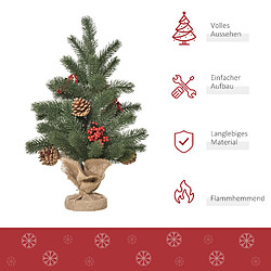 Avis Blossom Paris Sapin de Noël 50 cm, 55 branches, 4 baies rouges & 4 pommes de pin, base ciment Ø28x50 cm