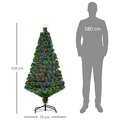 Blossom Paris Sapin de Noël artificiel 150 cm en fibre de verre avec LED, 180 pointes, support métal