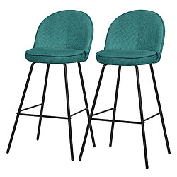 Ml-design lot de 2 tabourets de bar - Bleu canard