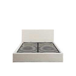 Homy France Lit Coffre 160x200cm Velours Côtelé Écru avec Sommier MAIA