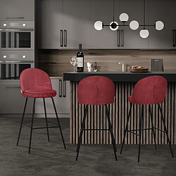 Ml-design Lot de 4 tabourets de bar - Rouge pas cher