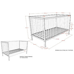 Acheter VIPACK Lit évolutif DINO 70x140 noyer - Durable et sûr