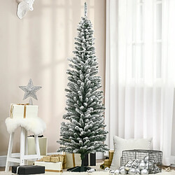Blossom Paris Sapin de Noël artificiel 210 cm, branches PVC enneigées, pliable, support métal, Vert/Blanc
