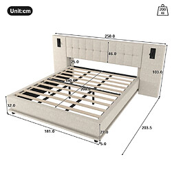 Avis modfu Lit adulte 180x200 cm avec LED et USB, en lin, beige