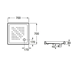 Receveur de douche ITALIA 70X70x8cm céramique blanc ROCA A3740HK000 - Reconditionné