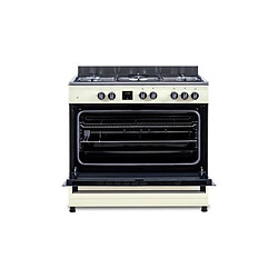 Continental Edison CECP9060CDD Cuisinière piano gaz 5 foyers 95 L Crème/Inox