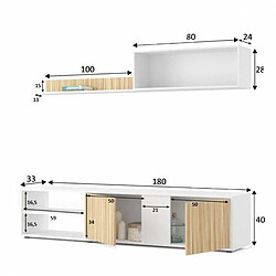 Avis Pegane Ensemble salon TV - Blanc chêne