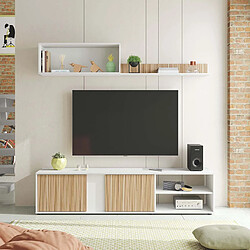 Pegane Ensemble salon TV - Blanc chêne