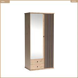 Otitec Armoire 1 porte avec miroir - Bois clair