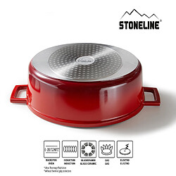 STONELINE® Cocotte Gourmet 32 x 25 cm, avec couvercle en fonte d’aluminium, rouge cerise