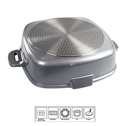 STONELINE® FUTURE Poêle carrée 28 x 28 cm, avec couvercle en verre avec fonction passoire