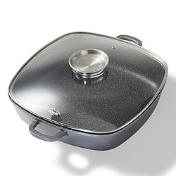 STONELINE® Poêle carrée 32 x 32 cm, avec couvercle en verre arômatiseur