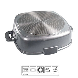 STONELINE® FUTURE Poêle carrée 24 x 24 cm, avec couvercle en verre avec fonction passoire