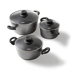 STONELINE® Lot de faitouts, 6 pièces, avec couvercles en verre