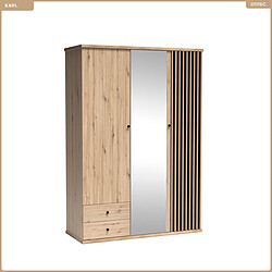 Otitec Armoire 3 portes avec miroir - Bois clair