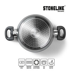 STONELINE® Batterie de cuisine, 6 pcs, avec couvercles en verre