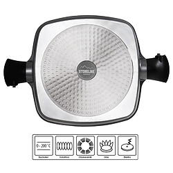 STONELINE® Poêle carrée Imagination PLUS 24 x 24 cm, avec poignées amovibles et couvercle en verre arômatiseur