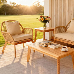 Acheter Concept Usine Salon de jardin 4 places en bois avec 2 tables beige et bois ROSARIO
