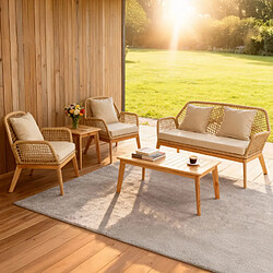 Avis Concept Usine Salon de jardin 4 places en bois avec 2 tables beige et bois ROSARIO