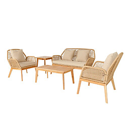 Concept Usine Salon de jardin 4 places en bois avec 2 tables beige et bois ROSARIO