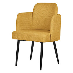 ML-Design Chaise de salle à manger tissu moutarde avec accoudoirs et dossier aspect rotin