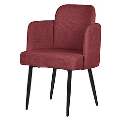ML-Design Chaise de salle à manger tissu rouge avec accoudoirs et dossier aspect rotin