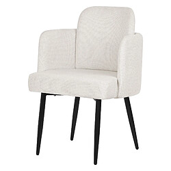 ML-Design Chaise de salle à manger tissu beige avec accoudoirs et dossier aspect rotin