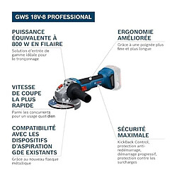 Meuleuse d'angle - Bosch - GWS 18V-8 - 125mm - 18V - Sans fil
