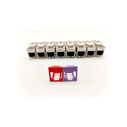 Pack de 8 noyaux keystone RJ45 Cat.6a - LINEAIRE - PRC624AK8 - 2 avec façades colorées