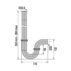 Valentin siphon pour machine à laver sortie horizontale D32