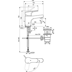 mitigeur - lavabo - olyos ii - bec fixe - chromé - porcher d2491aa