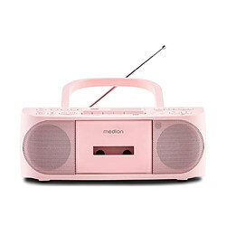 Radio CD K7 - MEDION - FM - 2x3W RMS - Rose