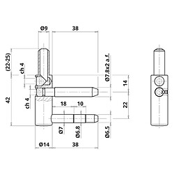 Cote mâle de fiche réglable 4 broches 495 14 mm OTLAV CG495140H502