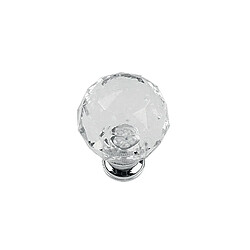 Cadap Bouton de meuble facetté rond - Transparent chromé