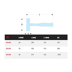 Massette sans rebond monobloc 50mm FACOM 216.50
