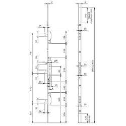 Serrure 3 points à larder ELECTA rouleau Axe 25mm têtière U inox ISEO 785201252